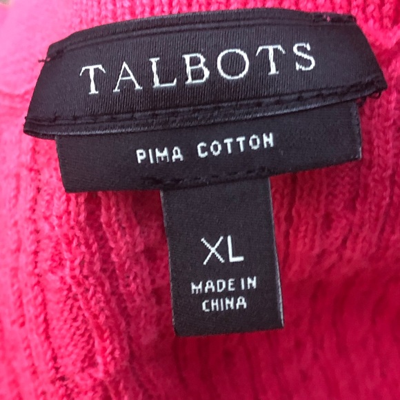 Talbots Cardigan 100% Pima Cotton Sweater Pink Cable Knit Button Front Womens XL - Picture 2 of 15